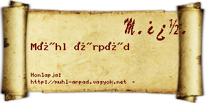 Mühl Árpád névjegykártya